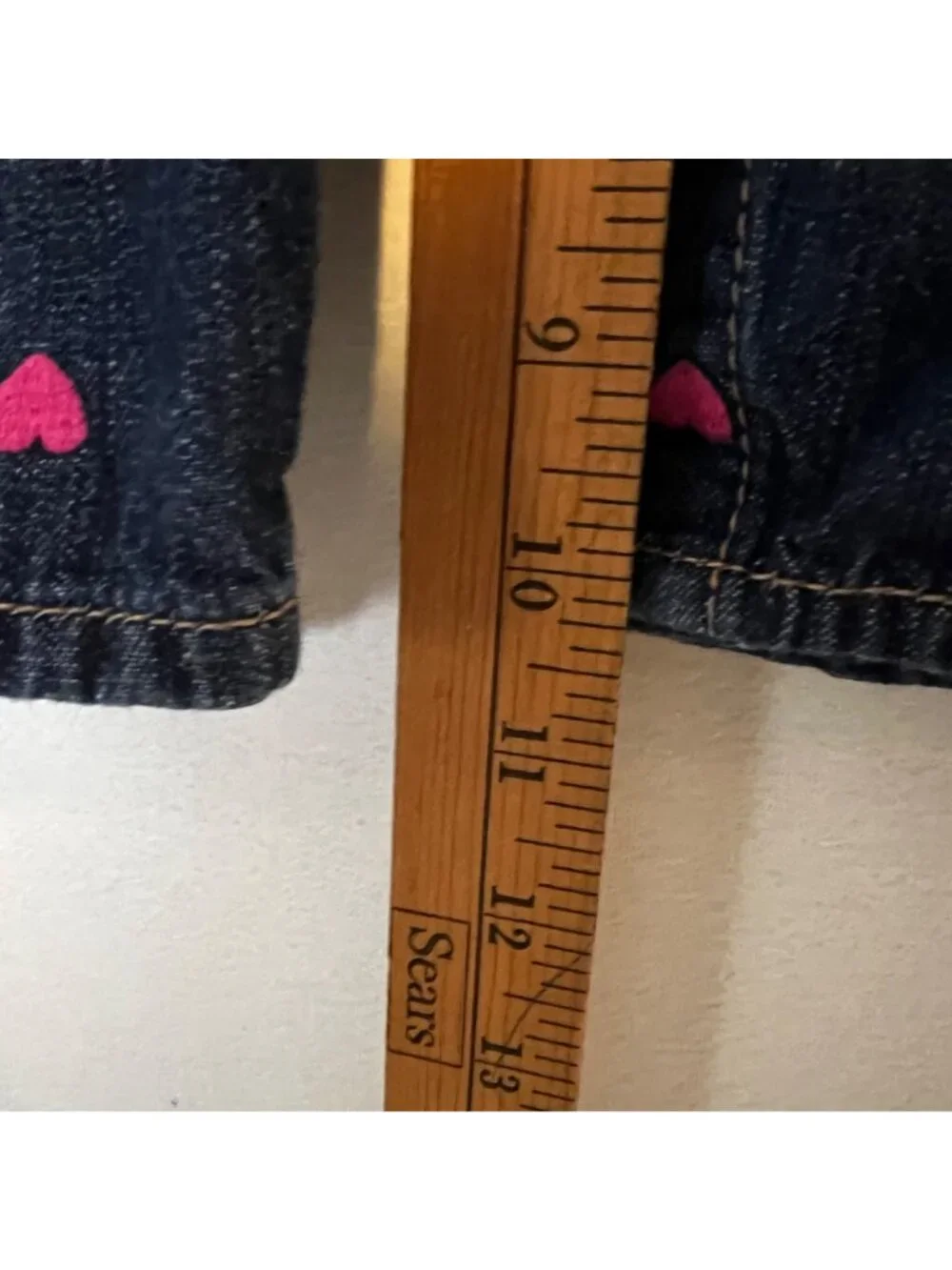 Girls Jean Overalls Toddler 24 Months Blue Denim Pink Hearts Oshkosh B'gosh Jean